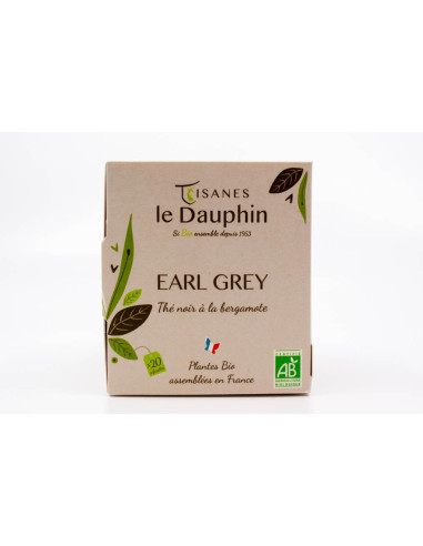 Thé noir bio Earl grey - boite 20 doses - le Dauphin