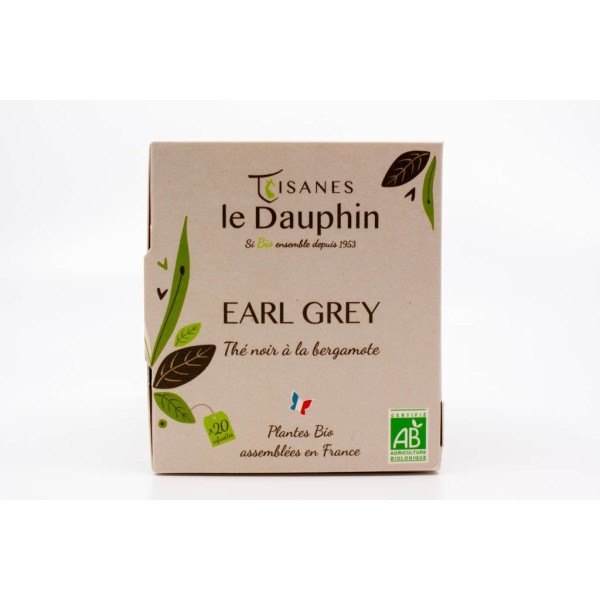 Thé noir bio Earl grey - boite 20 doses - le Dauphin