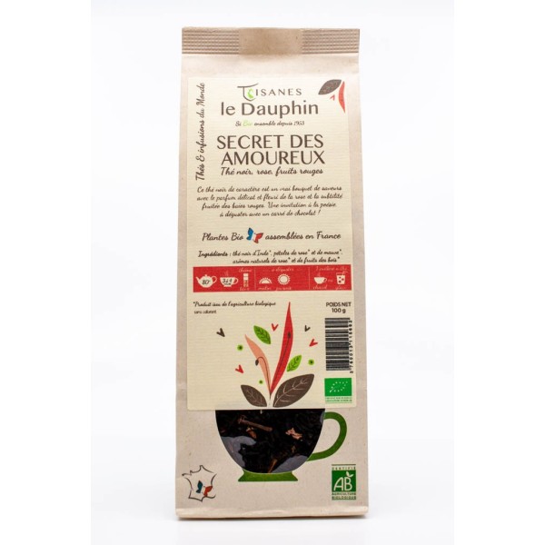Thé noir bio Secret des amoureux - sachet vrac - Le Dauphin