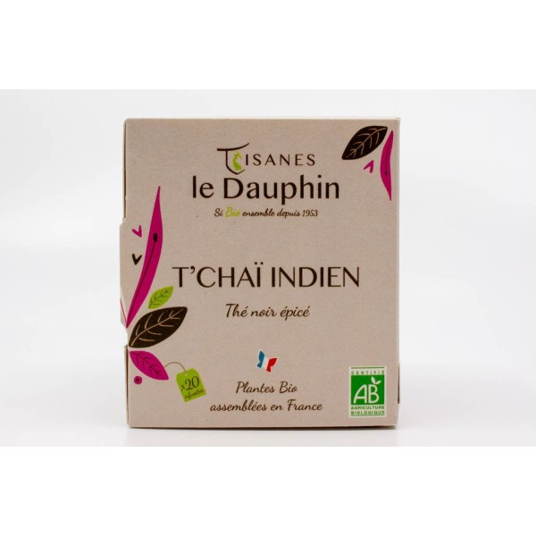 Thé noir bio Tchaï Indien - boite 20 doses - Le Dauphin