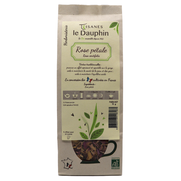 Rose centifolia pétales bio herboristerie - sachet vrac - le Dauphin