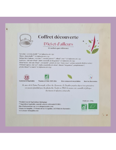 Coffret découverte de 6 thés verts, noirs et rooibos ; 72 infusettes