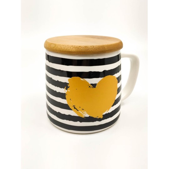 Mug "Mon Cœur", couvercle bambou - Tisanes le Dauphin