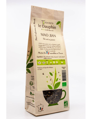 Thé vert bio jasmin Mao Jian - sachet vrac - le Dauphin