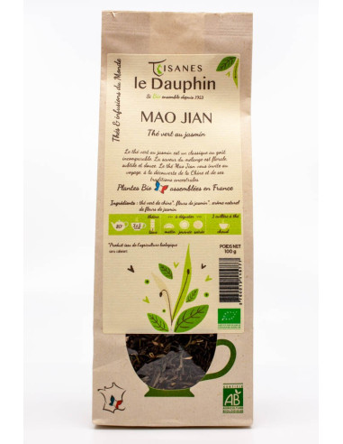 Thé vert bio jasmin Mao Jian - sachet vrac - le Dauphin