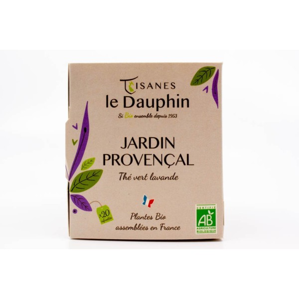 Thé vert bio Jardin Provençal - boite 20 infusettes - le Dauphin